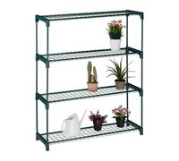 Relaxdays Estantería para Plantas, Mueble Macetas, 4 Niveles, de Metal y Plástico, Interiores, 109 x 91 x 28,5 cm, Verde