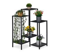Relaxdays Estantería para Plantas de Metal, 6 Baldas, Flores y Macetas, Escalera Maceteros, 81 x 55 x 55 cm, Negro
