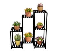 Relaxdays Estantería para Plantas de Metal, 7 Baldas, Flores y Macetas, Escalera Maceteros, 81 x 80 x 28,5 cm, Negro