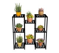 Relaxdays Estantería para Plantas de Metal, 8 Baldas, Flores y Macetas, Escalera Maceteros, 81 x 80 x 28,5 cm, Negro