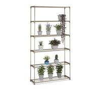 Relaxdays Estantería para plantas, HxWxD: 174 x 91 x 28 cm, 6 estantes, metal y plástico, marrón