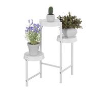 Relaxdays Estantería para Plantas, Metal y Plástico, 61 x 55 x 30 cm, Estante Decorativo Flores, Blanco, Hierro, 3 Baldas