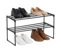 Relaxdays Estantería para Zapatos, 2 Niveles, Montaje sin Herramientas, 38x68x30 cm, Estructura metálica, balda, Negro