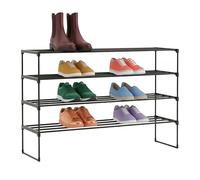 Relaxdays estantería para Zapatos, 4 Niveles, Montaje sin Herramientas, 72x117x30 cm, estantes metálicos, Negro