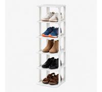 Relaxdays Estantería para Zapatos, 6 Niveles, 91 x 26,5 x 30,5 cm, Blanca | apilable, ampliable, plástico, zapatero, compacto, estrecho