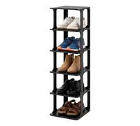 Relaxdays estantería para Zapatos, 6 Niveles, 91 x 26,5 x 30,5 cm, Negra | apilable, modular, plástico, zapatero, ahorra espacio, estrecho
