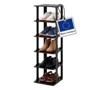 Relaxdays estantería para zapatos, 6 niveles, 91 x 26,5 x 30,5 cm, negro | apilable, ampliable, plástico