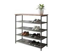 Relaxdays estantería para Zapatos 75x75x30 cm, 4 baldas no Tejidas (12 Pares), repisa, Estilo Industrial, Negro/marrón