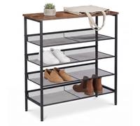 Relaxdays Estantería para Zapatos Industrial, 5 Niveles, Negro/marrón