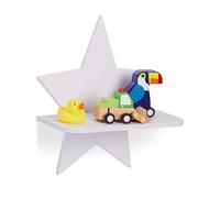 Relaxdays Estantería Pared Estrella, Balda Flotante Infantil, Repisa Dormitorio Niños, 27,5x25x11,5 cm, Madera, Blanco