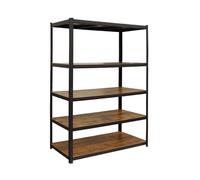 Relaxdays Estantería Pesada 500 kg, 200x120x40 cm, 5 Niveles en Madera, Acero y MDF, Negro/marrón