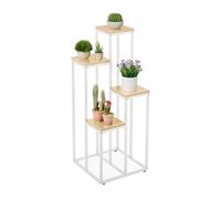 Relaxdays Estantería Plantas Acero, Soporte Macetas, Escalera 4 Baldas, Interior/Exterior, 100x40x40 cm, Marrón Claro