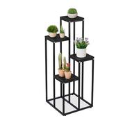 Relaxdays Estantería Plantas Acero, Soporte Macetas, Escalera Flores, 4 Baldas, Interior y Exterior, 100x40x40 cm, Negro