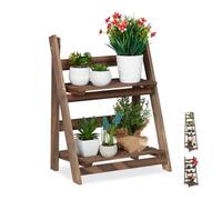 Relaxdays Estantería plantas de madera marrón oscuro