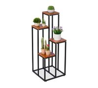 Relaxdays Estantería Plantas Acero, Soporte Macetas, Escalera 4 Baldas, Interior y Exterior, 100x40x40 cm, Marrón Oscuro
