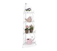 Relaxdays Estantería Plantas Exterior, Soporte Maceta Interior, Portamacetas 4 Estantes,113,5x31x3cm, Blanco