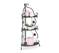 Relaxdays Metal Estantería Plantas, Soporte Macetas 3 Niveles, Exterior e Interior, 5x31x31 cm, Negro, Hierro, 82,5 x 31 x 31 cm