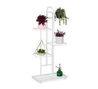 Relaxdays Estantería Plantas, Soporte Macetas 5 Niveles, Portamacetas Metal, Flores, Interior, 96,5 x 44 x 22 cm, Blanco, Acero