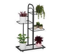 Relaxdays Estantería Plantas, Soporte Macetas Hierbas 4 Baldas Acero, Portamacetas Interior, 72,5x44x22,5 cm, Negro