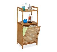 Relaxdays Estantería Ropa Sucia Bambú, Armario Colada 2 Baldas, Cesta Lavandería, 100 x 45,5 x 33,5 cm, Natural, Poliéster, 1 Unidad