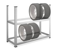 Relaxdays Estantería Ruedas, para Almacenar 8 Llantas, Soporte Neumáticos, hasta 100 kg, 102x124x48 cm, Acero, Plateado
