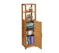 Relaxdays Estantería, Seis estantes, Mueble de baño, Resistente a la Humedad, Marrón, 119 x 33 x 25,5 cm