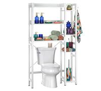 Estantería sobre el WC Relaxdays, 3 Niveles, Dimensiones: 161 x 80 x 24 cm, Metal y MDF, Blanco