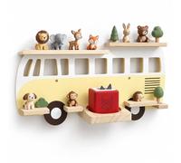 Relaxdays estantería Toniebox magnética, 25 Tonies, Amarilla | Autobús, (Al x An x Fon): 32 x 62 x 13 cm, estantería para figuras Tonie