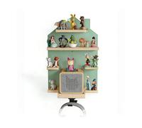 Relaxdays Estantería Tonies en forma de casa verde,marrón claro