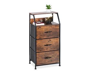 Relaxdays Estantería Vintage, 3 Cajones, 2 Estantes, Libros y Decoración, Estilo Industrial, 92x45x30 cm, Marrón/Negro