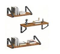 Relaxdays Estanterías de Pared Set de 3, Efecto Madera y Metal, para Libros y decoración, 30/35/40 cm, marrón