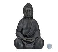 Relaxdays Estatua Buda de cerámica de 50 cm antracita