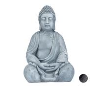 Relaxdays Estatua Buda de cerámica de 50 cm gris