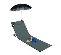 relaxdays Esterilla de Playa con Respaldo, Estera Acolchada XXL con sombrilla, Ajustable, Portátil, Antracita