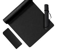 Relaxdays Esterilla de yoga antideslizante, 5 mm, 68x183 cm, negra | con correa, PU, para pilates y fitness