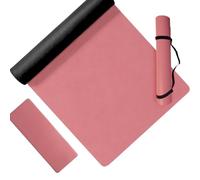 Relaxdays esterilla de yoga antideslizante de PU, 5 mm, pilates y fitness | 68 x 183 cm, con correa, rosa, para yoga