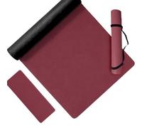 Relaxdays Esterilla de yoga antideslizante de PU, 5 mm, rojo oscuro | 68x183 cm, con correa, para yoga, pilates y fitness