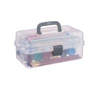 Relaxdays Caja Compartimentos Estuche Organizador Transparente con 9 Compartimientos, Almacenamiento, Costurero, 14,5 x 33 x 19 cm, Gris