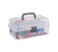 Relaxdays Estuche Organizador Transparente con 9 Compartimientos, Almacenamiento, Costurero, 14,5 x 33 x 19 cm, Gris