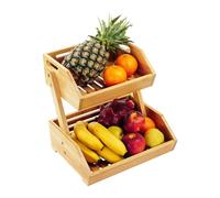 Relaxdays Etagere de bambú, HxBxT: 29 x 30 x 25 cm, Bandeja para Frutas, Verduras y Galletas, frutero de Cocina.