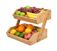Relaxdays Etagere de bambú para Fruta, 2 Niveles, 26,5 x 30 x 25 cm, Bandeja para Frutas, Verduras y repostería.