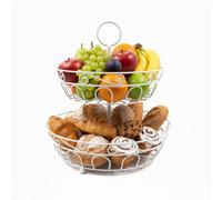 Relaxdays Etagere de frutas, 2 pisos blanco