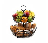 Relaxdays Etagere de frutas, 2 pisos negro