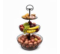 Relaxdays Etagère para fruta 3 niveles negro