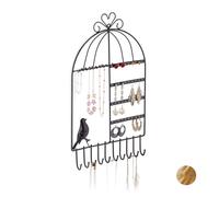 Relaxdays Expositor de joyas de pared negro