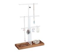 Relaxdays Expositor de joyas Forma de T blanco,marrón