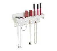 Relaxdays Expositor de Joyas Pared para Pendientes, Collares y Pulseras, Colgador con Balda, 12 x 30 x 8 cm, Blanco