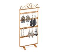 Relaxdays Soporte Expositor de Joyas Corazón, Pendientes Largos y Cortos, 44 Agujeros, 30,5x16,5x6,5 cm, Hierro, Color Bronce, 30.5 x 16.5 x 6.5 cm