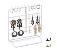 Relaxdays Expositor de pendientes y collares blanco
