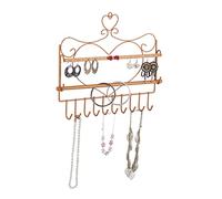 Relaxdays Expositor joyas, De Pared, Organizador Collares, Bronce | Pendientes, Pulseras, Diseño Corazón, 30x36,5x3,5 cm